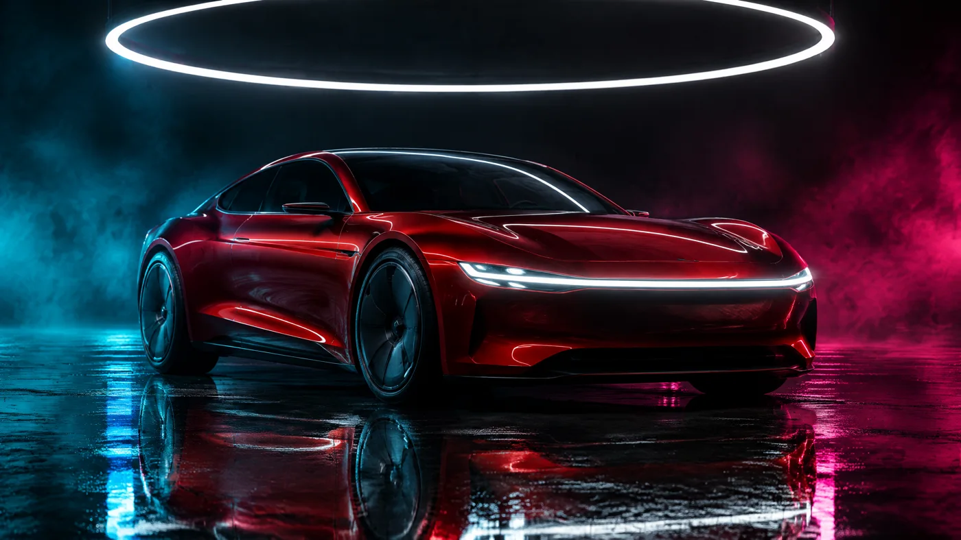 The same car brief in candy red