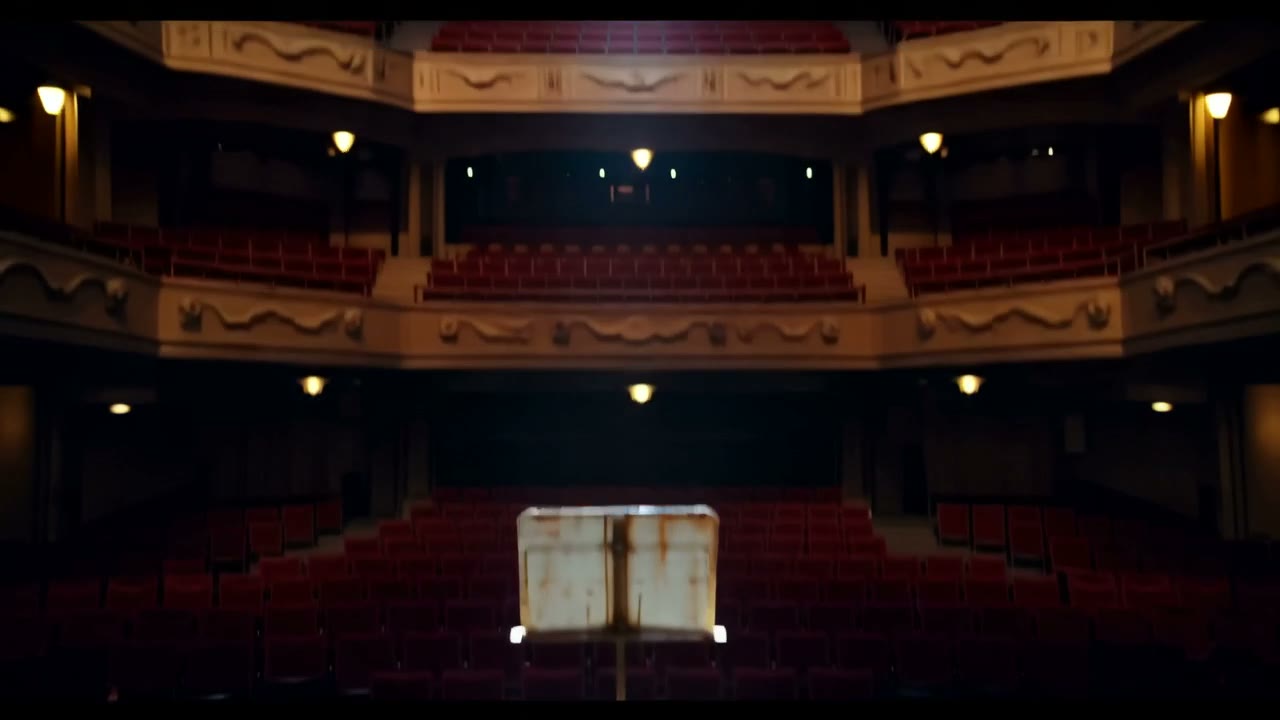 Example made with Runway Gen-4.5: A crane move descends from the rafters of an empty theatre as the house lights fade to a single spotlight, revealing one bare music stand as the dust…