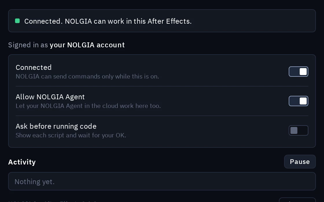 The Allow NOLGIA Agent switch with its hint.